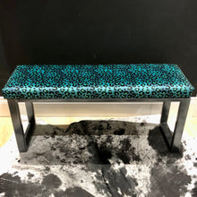 Load image into Gallery viewer, Teal Leopard Print Two Person Bench