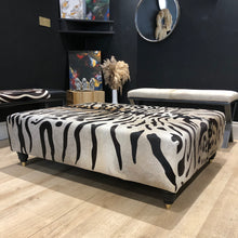 Load image into Gallery viewer, XL Bengal Print Cowhide Ottoman