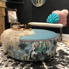 Load image into Gallery viewer, Large Circle Ottoman in Tropical Fabric - Dusky Tones - choice of colours available