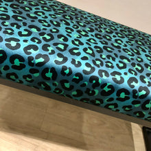 Load image into Gallery viewer, Teal Leopard Print Two Person Bench