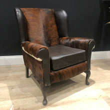 Load image into Gallery viewer, Cowhide & Leather ‘Gentleman’s’ Wing Back Chair