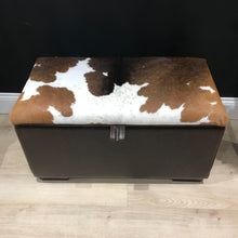 Load image into Gallery viewer, Cowhide & Leather Ottoman/ Storage Box