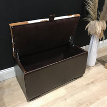 Load image into Gallery viewer, Cowhide & Leather Ottoman/ Storage Box