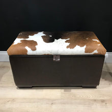 Load image into Gallery viewer, Cowhide & Leather Ottoman/ Storage Box