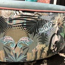 Load image into Gallery viewer, Large Circle Ottoman in Tropical Fabric - Dusky Tones - choice of colours available