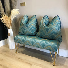 Load image into Gallery viewer, Bespoke Teal / Duck Egg & Gold Fan Fabric Bench : Available to order