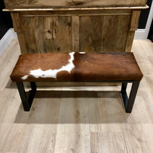 Load image into Gallery viewer, Bespoke Chestnut Cowhide Two Person Bench