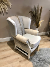 Load image into Gallery viewer, Bespoke Cowhide Wing Back Chair ‘Greige’