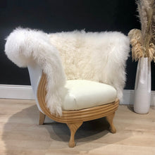 Load image into Gallery viewer, White Mongolian Sheepskin/ Tibetan Lambskin Ornate Chair