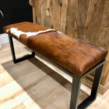 Load image into Gallery viewer, Bespoke Chestnut Cowhide Two Person Bench