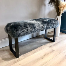 Load image into Gallery viewer, Bespoke Grey Genuine Sheepskin Two Person Bench