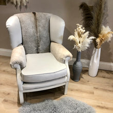 Load image into Gallery viewer, Bespoke Cowhide Wing Back Chair ‘Greige’