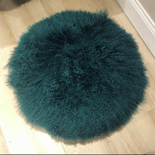Load image into Gallery viewer, Mongolian Sheepskin Pouffe Tibetan Lambskin Footstool / Ottoman / Coffee Table