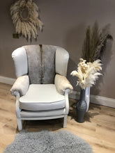 Load image into Gallery viewer, Bespoke Cowhide Wing Back Chair ‘Greige’