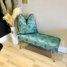 Load image into Gallery viewer, Bespoke Teal / Duck Egg & Gold Fan Fabric Bench : Available to order