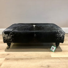 Load image into Gallery viewer, Bespoke Black & White Speckled Ottoman / Footstool