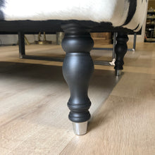 Load image into Gallery viewer, Bespoke Large Black/Brown 'Dairy' Cowhide Ottoman / Footstool