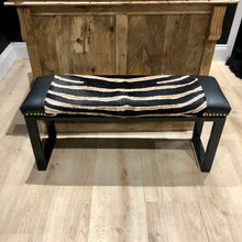 Load image into Gallery viewer, Bespoke Leather & Animal Cowhide Studded Two Person Bench