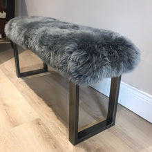Load image into Gallery viewer, Bespoke Grey Genuine Sheepskin Two Person Bench
