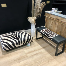 Load image into Gallery viewer, Bespoke zebra Print Cowhide & Italian Leather Two Person Bench
