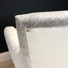 Load image into Gallery viewer, Bespoke Argentinian White / Grey Cowhide & Italian Leather Arm Chair