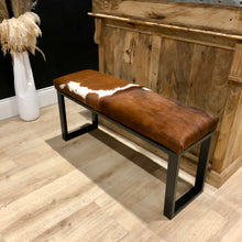 Load image into Gallery viewer, Bespoke Chestnut Cowhide Two Person Bench