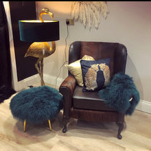 Load image into Gallery viewer, Mongolian Sheepskin Pouffe Tibetan Lambskin Footstool / Ottoman / Coffee Table