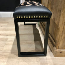 Load image into Gallery viewer, Bespoke Leather & Animal Cowhide Studded Two Person Bench