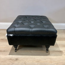 Load image into Gallery viewer, Bespoke Tufted Italian Leather & Cowhide Ottoman / Footstool