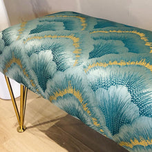 Load image into Gallery viewer, Bespoke Teal / Duck Egg & Gold Fan Fabric Bench : Available to order