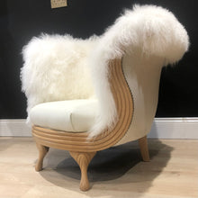 Load image into Gallery viewer, White Mongolian Sheepskin/ Tibetan Lambskin Ornate Chair