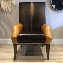 Load image into Gallery viewer, Cowhide & Leather Gentleman’s Chair in Brown & Tan