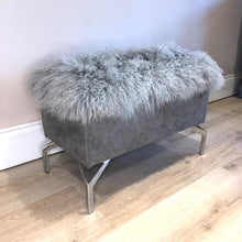Load image into Gallery viewer, Tibetan Lambskin Sheepskin Bench / Footstool