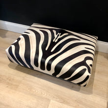 Load image into Gallery viewer, AVAILABLE TO ORDER! Bespoke Zebra Animal Print Cowhide Ottoman / Footstool / Coffee Table