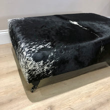Load image into Gallery viewer, Bespoke Black & White Speckled Ottoman / Footstool