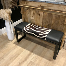 Load image into Gallery viewer, Bespoke zebra Print Cowhide & Italian Leather Two Person Bench