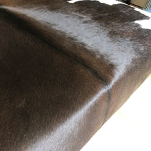 Load image into Gallery viewer, Bespoke Large Black/Brown 'Dairy' Cowhide Ottoman / Footstool