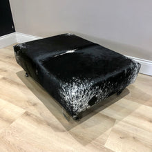 Load image into Gallery viewer, Bespoke Black & White Speckled Ottoman / Footstool