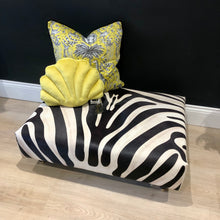 Load image into Gallery viewer, AVAILABLE TO ORDER! Bespoke Zebra Animal Print Cowhide Ottoman / Footstool / Coffee Table