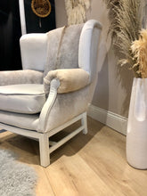 Load image into Gallery viewer, Bespoke Cowhide Wing Back Chair ‘Greige’
