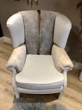 Load image into Gallery viewer, Bespoke Cowhide Wing Back Chair ‘Greige’
