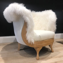 Load image into Gallery viewer, White Mongolian Sheepskin/ Tibetan Lambskin Ornate Chair