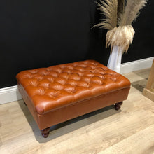 Load image into Gallery viewer, Chesterfield Genuine Leather Ottoman / Footstool
