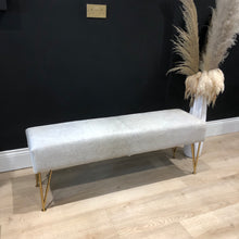 Load image into Gallery viewer, Grey Cowhide Deep Luxury Bench
