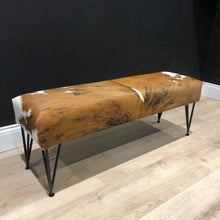 Load image into Gallery viewer, Tri Coloured Cowhide Deep Luxury Bench
