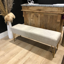 Load image into Gallery viewer, Grey Cowhide Deep Luxury Bench
