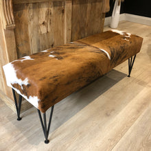 Load image into Gallery viewer, Tri Coloured Cowhide Deep Luxury Bench
