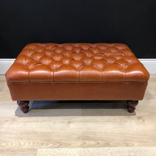 Load image into Gallery viewer, Chesterfield Genuine Leather Ottoman / Footstool

