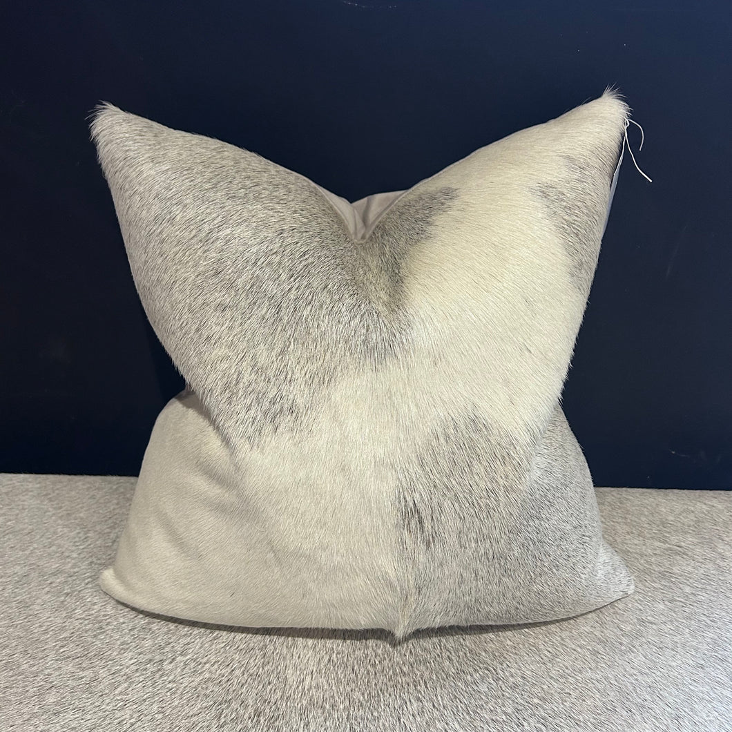 Grey and White Cowhide Cushion