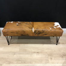 Load image into Gallery viewer, Tri Coloured Cowhide Deep Luxury Bench
